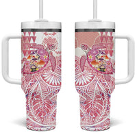 Hawaiian and Japanese Culture Together Tumbler With Handle Tropical Honu with Japanese Elements Pink Color LT03 One Size: 40 oz Pink - Polynesian Pride