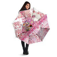 Hawaiian and Japanese Culture Together Umbrella Tropical Honu with Japanese Elements Pink Color