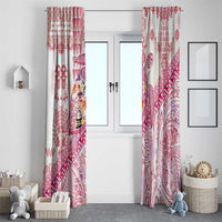 Hawaiian and Japanese Culture Together Window Curtain Tropical Honu with Japanese Elements Pink Color LT03 - Polynesian Pride