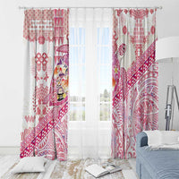 Hawaiian and Japanese Culture Together Window Curtain Tropical Honu with Japanese Elements Pink Color LT03 - Polynesian Pride