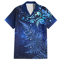 New Zealand Matariki Family Matching Short Sleeve Bodycon Dress and Hawaiian Shirt Maori Pattern and Silver Fern LT03 Dad's Shirt - Short Sleeve Blue - Polynesian Pride