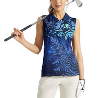 New Zealand Matariki Women Sleeveless Polo Shirt Maori Pattern and Silver Fern LT03 - Polynesian Pride