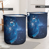Aotearoa New Zealand New Year Laundry Basket Tribal Koru Tattoo Blue Galaxy Maori Silver Fern LT03 - Polynesian Pride