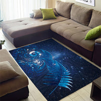 Aotearoa New Zealand New Year Area Rug Tribal Koru Tattoo Blue Galaxy Maori Silver Fern LT03 - Polynesian Pride