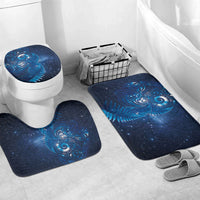 Aotearoa New Zealand New Year Bathroom Set Tribal Koru Tattoo Blue Galaxy Maori Silver Fern LT03 Mat Set Only (3 pcs) One Size Blue - Polynesian Pride