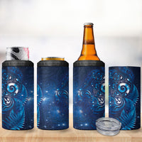 Aotearoa New Zealand New Year 4 in 1 Can Cooler Tumbler Tribal Koru Tattoo Blue Galaxy Maori Silver Fern LT03 - Polynesian Pride
