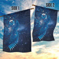 Aotearoa New Zealand New Year Garden Flag Tribal Koru Tattoo Blue Galaxy Maori Silver Fern LT03 - Polynesian Pride