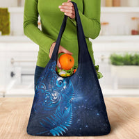 Aotearoa New Zealand New Year Grocery Bag Tribal Koru Tattoo Blue Galaxy Maori Silver Fern LT03 - Polynesian Pride