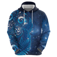 Aotearoa New Zealand New Year Hoodie Tribal Koru Tattoo Blue Galaxy Maori Silver Fern LT03 - Polynesian Pride