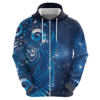 Aotearoa New Zealand New Year Hoodie Tribal Koru Tattoo Blue Galaxy Maori Silver Fern LT03 - Polynesian Pride