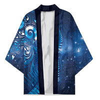 Aotearoa New Zealand New Year Kimono Tribal Koru Tattoo Blue Galaxy Maori Silver Fern LT03 Unisex Blue - Polynesian Pride