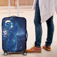 Aotearoa New Zealand New Year Luggage Cover Tribal Koru Tattoo Blue Galaxy Maori Silver Fern LT03 Blue - Polynesian Pride