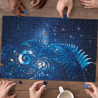 Aotearoa New Zealand New Year Puzzle Tribal Koru Tattoo Blue Galaxy Maori Silver Fern LT03 - Polynesian Pride