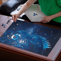 Aotearoa New Zealand New Year Puzzle Tribal Koru Tattoo Blue Galaxy Maori Silver Fern LT03 - Polynesian Pride
