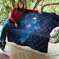Aotearoa New Zealand New Year Quilt Tribal Koru Tattoo Blue Galaxy Maori Silver Fern LT03 - Polynesian Pride