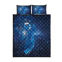 Aotearoa New Zealand New Year Quilt Bed Set Tribal Koru Tattoo Blue Galaxy Maori Silver Fern LT03 - Polynesian Pride