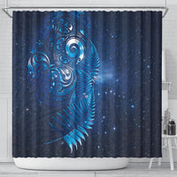 Aotearoa New Zealand New Year Shower Curtain Tribal Koru Tattoo Blue Galaxy Maori Silver Fern LT03 - Polynesian Pride