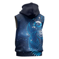 Aotearoa New Zealand New Year Sleeveless Hoodie Tribal Koru Tattoo Blue Galaxy Maori Silver Fern LT03 - Polynesian Pride