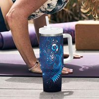 Aotearoa New Zealand New Year Tumbler With Handle Tribal Koru Tattoo Blue Galaxy Maori Silver Fern LT03 - Polynesian Pride