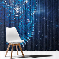 Aotearoa New Zealand New Year Window Curtain Tribal Koru Tattoo Blue Galaxy Maori Silver Fern LT03 - Polynesian Pride