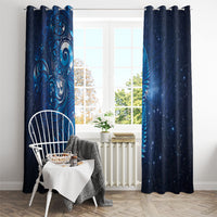 Aotearoa New Zealand New Year Window Curtain Tribal Koru Tattoo Blue Galaxy Maori Silver Fern LT03 - Polynesian Pride