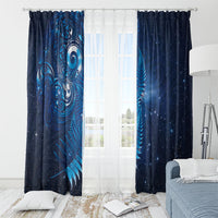 Aotearoa New Zealand New Year Window Curtain Tribal Koru Tattoo Blue Galaxy Maori Silver Fern LT03 - Polynesian Pride