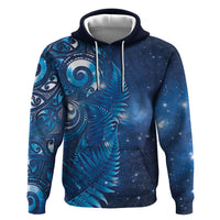 Aotearoa New Zealand New Year Zip Hoodie Tribal Koru Tattoo Blue Galaxy Maori Silver Fern LT03 Pullover Hoodie Blue - Polynesian Pride