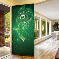 Aotearoa New Zealand New Year Door Cover Tribal Koru Tattoo Green Galaxy Maori Silver Fern LT03 - Polynesian Pride