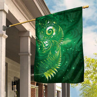 Aotearoa New Zealand New Year Garden Flag Tribal Koru Tattoo Green Galaxy Maori Silver Fern LT03 House Flag Green - Polynesian Pride