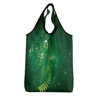 Aotearoa New Zealand New Year Grocery Bag Tribal Koru Tattoo Green Galaxy Maori Silver Fern LT03 - Polynesian Pride