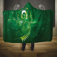 Aotearoa New Zealand New Year Hooded Blanket Tribal Koru Tattoo Green Galaxy Maori Silver Fern LT03 - Polynesian Pride