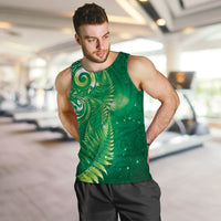 Aotearoa New Zealand New Year Men Tank Top Tribal Koru Tattoo Green Galaxy Maori Silver Fern LT03 Green - Polynesian Pride