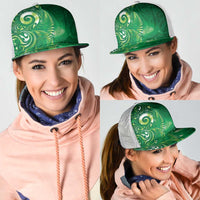 Aotearoa New Zealand New Year Mesh Trucker Cap Tribal Koru Tattoo Green Galaxy Maori Silver Fern LT03 - Polynesian Pride