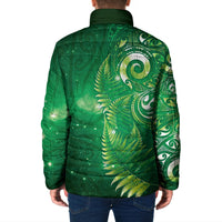Aotearoa New Zealand New Year Padded Jacket Tribal Koru Tattoo Green Galaxy Maori Silver Fern LT03 - Polynesian Pride