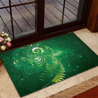 Aotearoa New Zealand New Year Rubber Doormat Tribal Koru Tattoo Green Galaxy Maori Silver Fern LT03 - Polynesian Pride