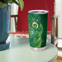 Aotearoa New Zealand New Year Tumbler Cup Tribal Koru Tattoo Green Galaxy Maori Silver Fern LT03 - Polynesian Pride