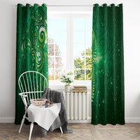 Aotearoa New Zealand New Year Window Curtain Tribal Koru Tattoo Green Galaxy Maori Silver Fern LT03 - Polynesian Pride