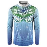 Aotearoa New Zealand New Year Button Sweatshirt Maori Motifs with Silver Fern and Matariki Stars LT03 Multicolor - Polynesian Pride