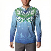 Aotearoa New Zealand New Year Button Sweatshirt Maori Motifs with Silver Fern and Matariki Stars LT03 - Polynesian Pride