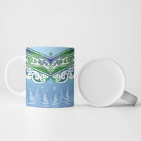 Aotearoa New Zealand New Year Ceramic Mug Maori Motifs with Silver Fern and Matariki Stars LT03 - Polynesian Pride