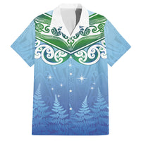 Aotearoa New Zealand New Year Family Matching Mermaid Dress and Hawaiian Shirt Maori Motifs with Silver Fern and Matariki Stars LT03 Dad's Shirt - Short Sleeve Multicolor - Polynesian Pride