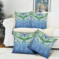 Aotearoa New Zealand New Year Pillow Cover Maori Motifs with Silver Fern and Matariki Stars LT03 - Polynesian Pride