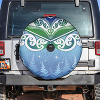 Aotearoa New Zealand New Year Spare Tire Cover Maori Motifs with Silver Fern and Matariki Stars LT03 Multicolor - Polynesian Pride