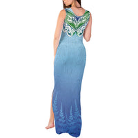 Aotearoa New Zealand New Year Tank Maxi Dress Maori Motifs with Silver Fern and Matariki Stars LT03 - Polynesian Pride