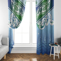 Aotearoa New Zealand New Year Window Curtain Maori Motifs with Silver Fern and Matariki Stars LT03 - Polynesian Pride