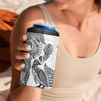 Aotearoa Moko Tribal Tattoo 4 in 1 Can Cooler Tumbler New Zealand Maori Penguin and Fantail White Color LT03 - Polynesian Pride