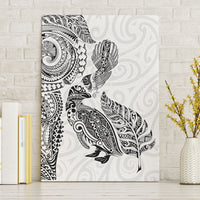 Aotearoa Moko Tribal Tattoo Canvas Wall Art New Zealand Maori Penguin and Fantail White Color LT03 Without Frame White - Polynesian Pride