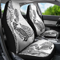 Aotearoa Moko Tribal Tattoo Car Seat Cover New Zealand Maori Penguin and Fantail White Color LT03 - Polynesian Pride