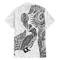 Aotearoa Moko Tribal Tattoo Family Matching Mermaid Dress and Hawaiian Shirt New Zealand Maori Penguin and Fantail White Color LT03 - Polynesian Pride