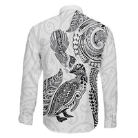 Aotearoa Moko Tribal Tattoo Family Matching Puletasi and Hawaiian Shirt New Zealand Maori Penguin and Fantail White Color LT03 - Polynesian Pride